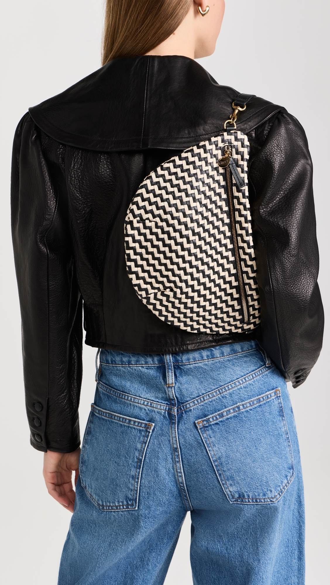 Grande Fanny Bag Black & Cream Woven Zig-Zag One Size