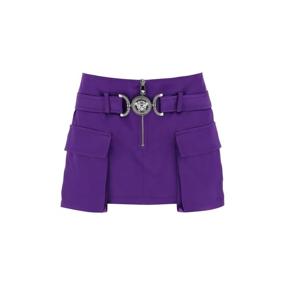 Cargo-Pocket Viscose Satin Skirt — Purple
