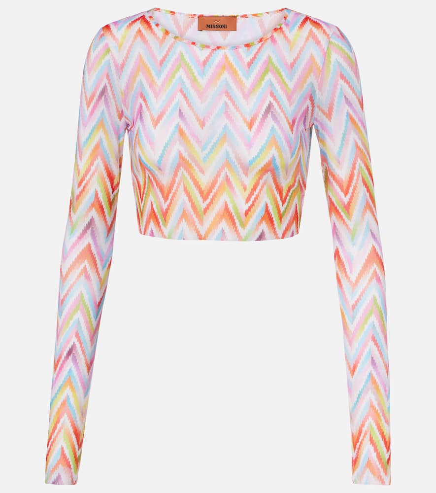 Chevron Lamé cropped top