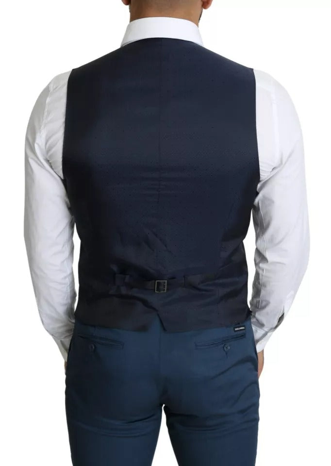 Single-Breasted Cotton Vest — Navy