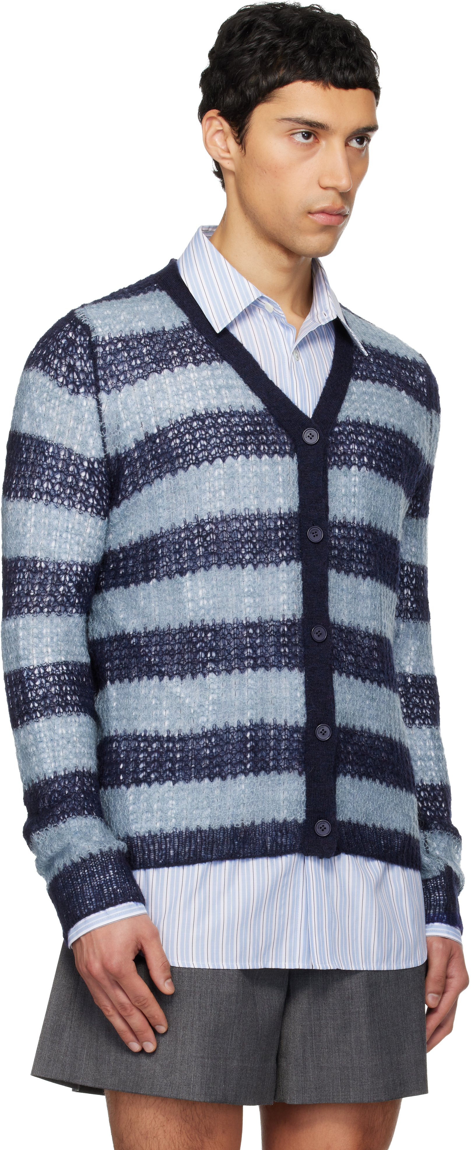 Blue Striped Cardigan