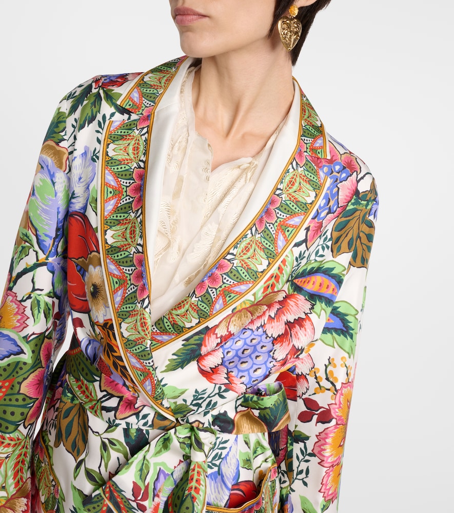 Floral silk wrap top