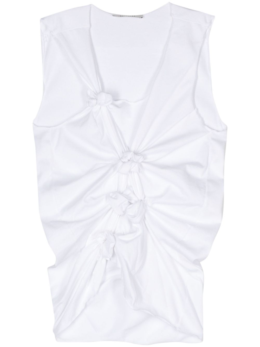 Gathered-detail cotton tank top - White
