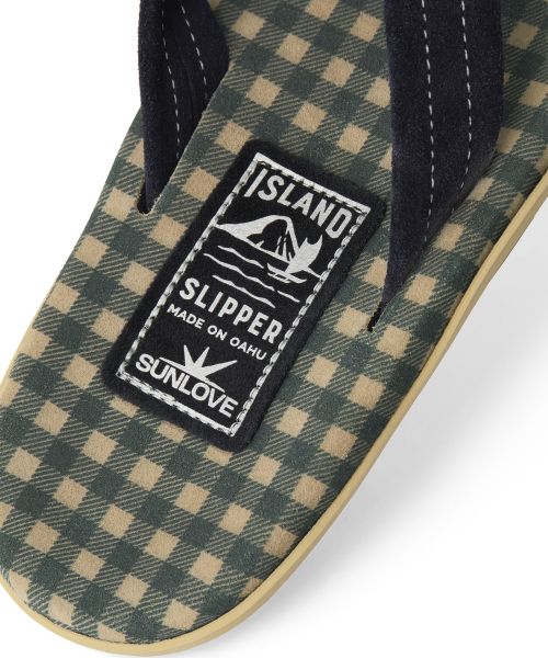 X Island Slipper Classic Suede Navy Gingham