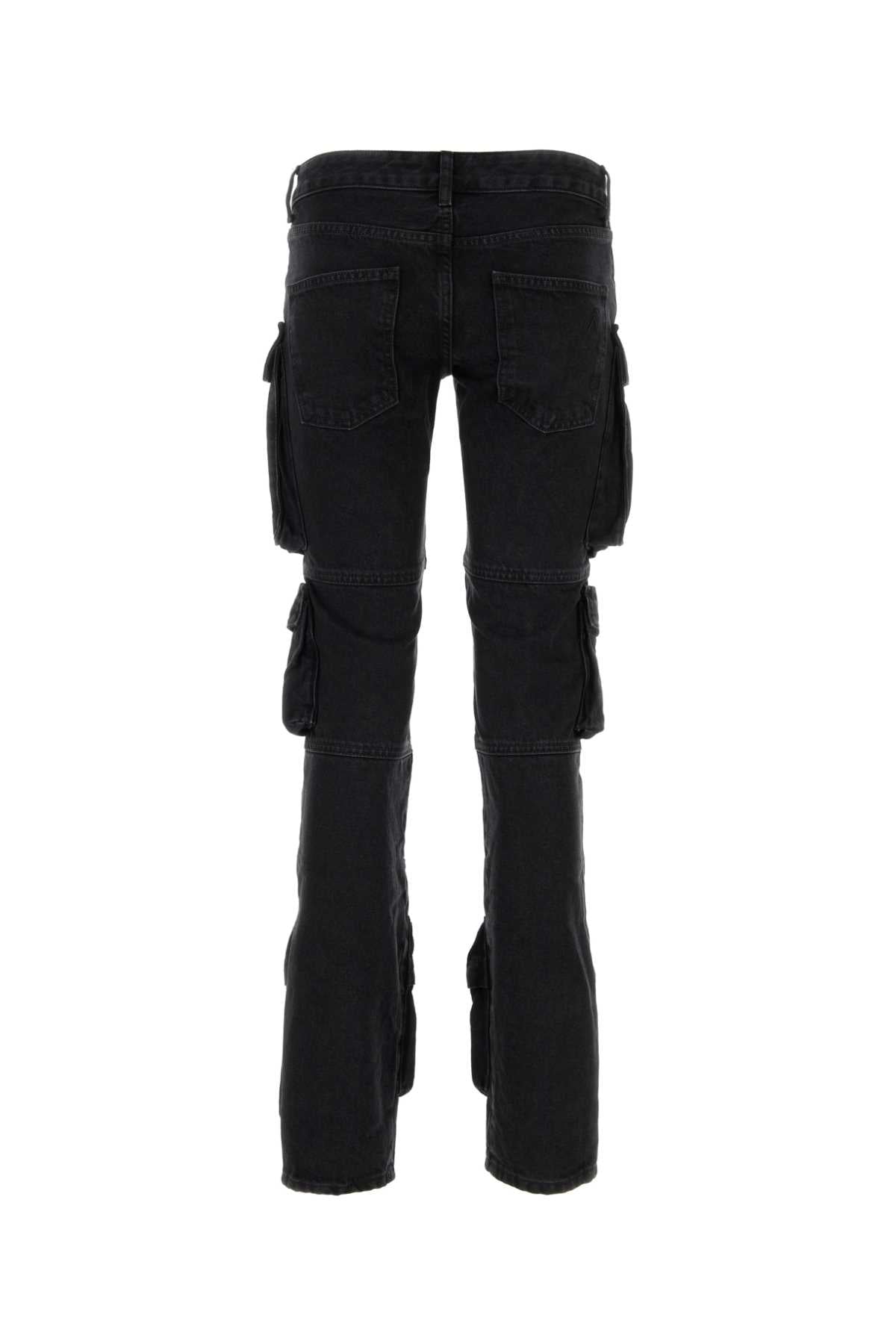 Cargo-Pocket Flared Jeans — Black