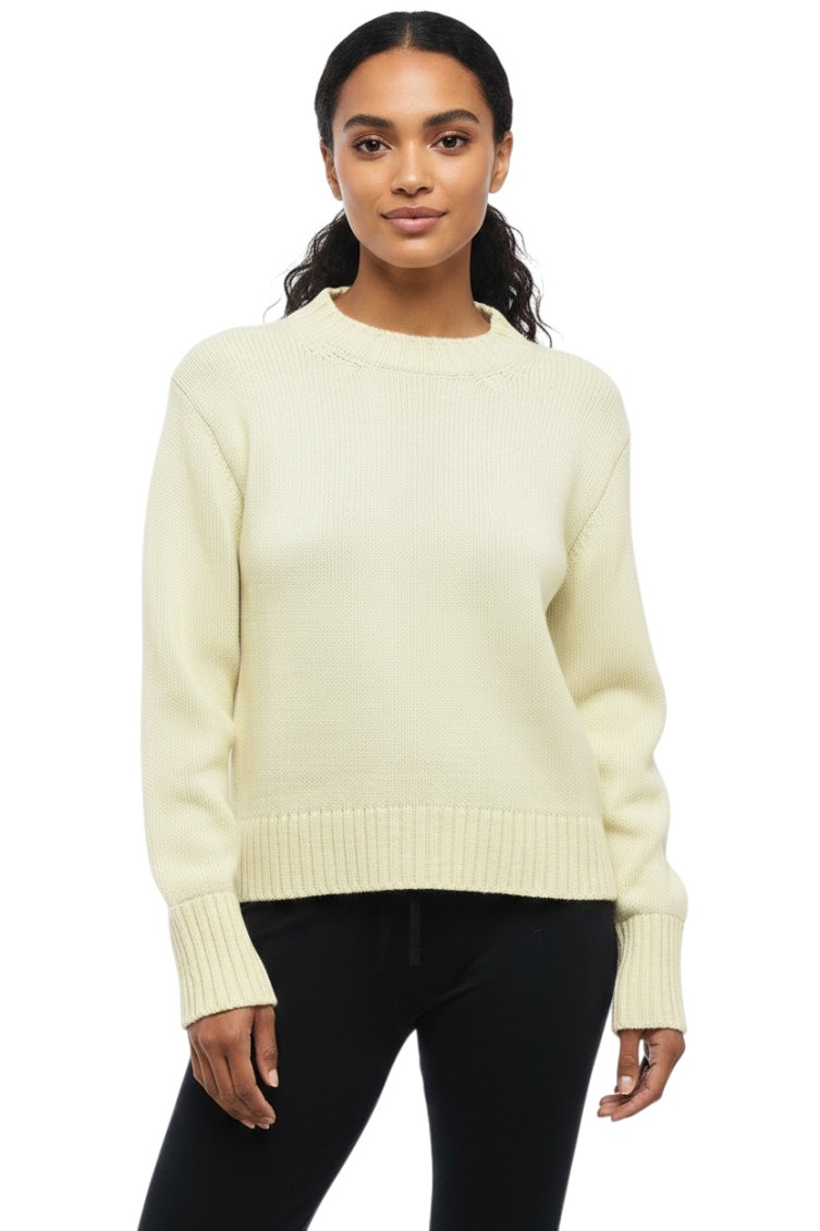 Yellow Knitted Crew Neck Sweater