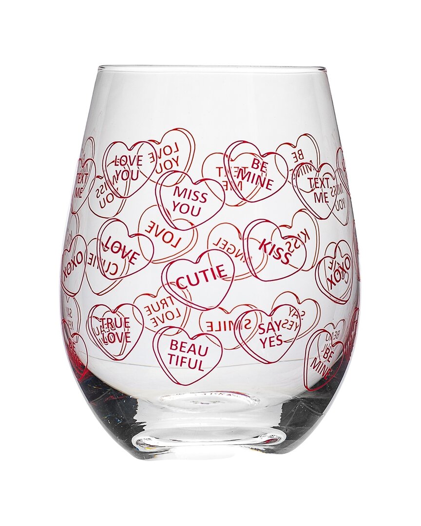 Candy Hearts Stemless Wine Glasses Gift Set