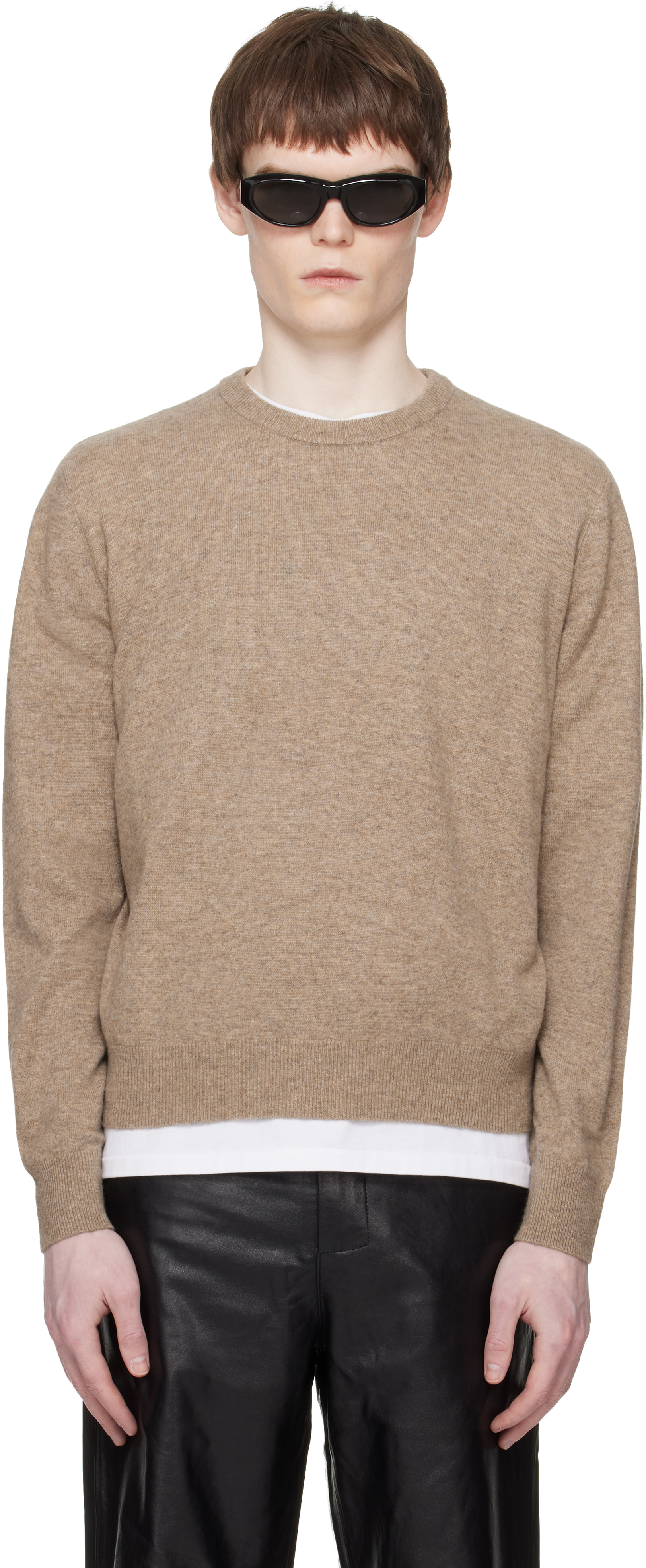 Beige Knit Crewneck Sweater