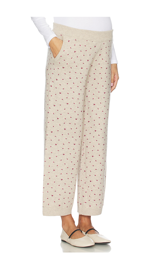 HATCH The Nora Floral Knit Pant in Tan. 3. Also
