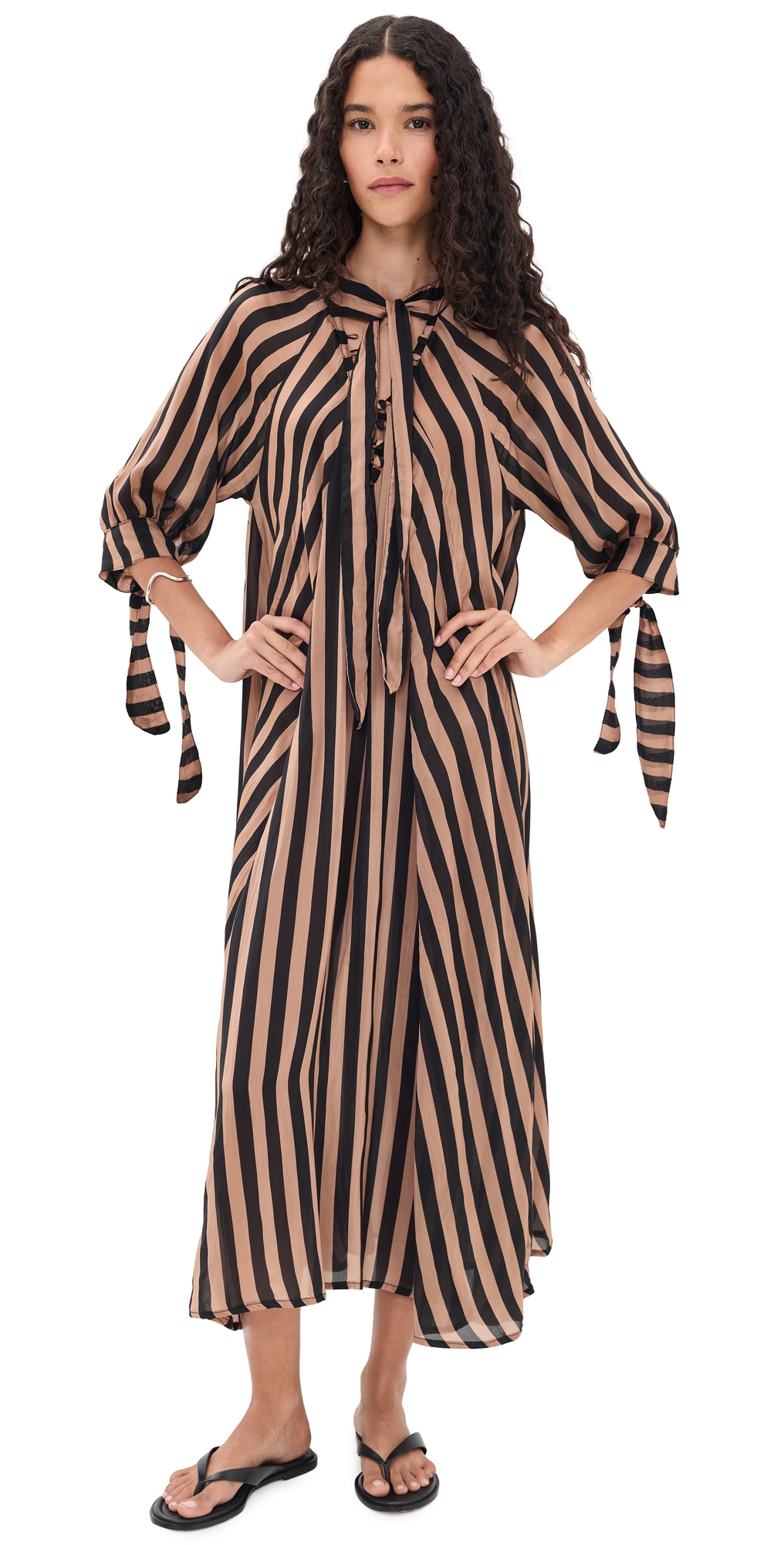 Monét Dress Thick Stripe Black & Tan