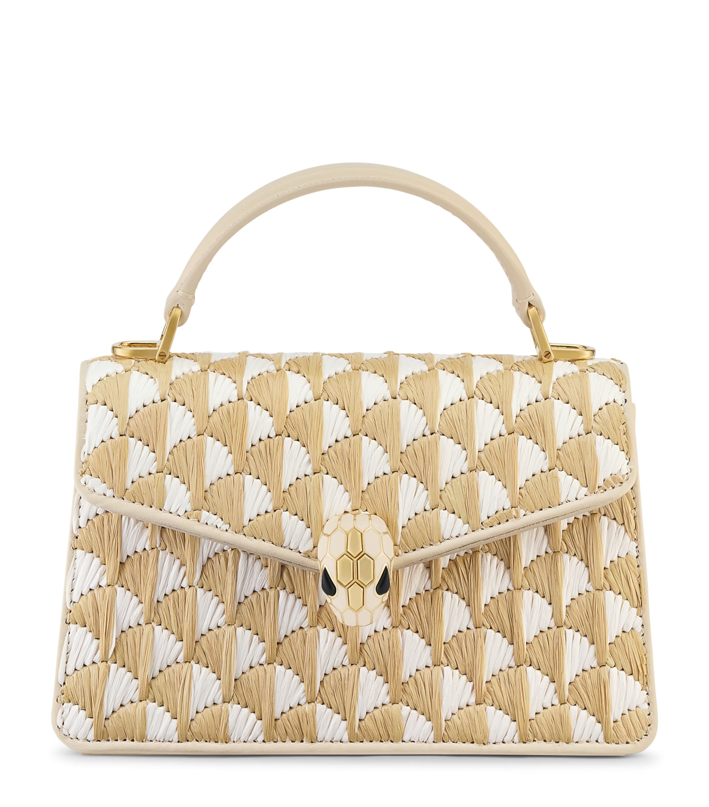 Mini Raffia Serpenti Forever Top-Handle Bag