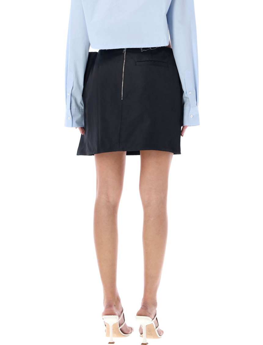 Side-panel mid-rise miniskirt - Black