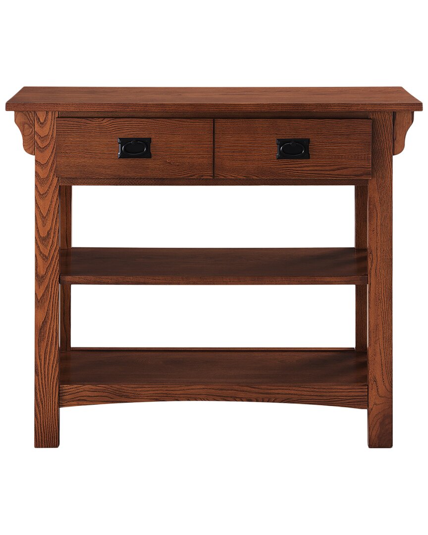 Leick Home Mission 2-Shelves Solid Wood Bookcase Console Table With Drawers