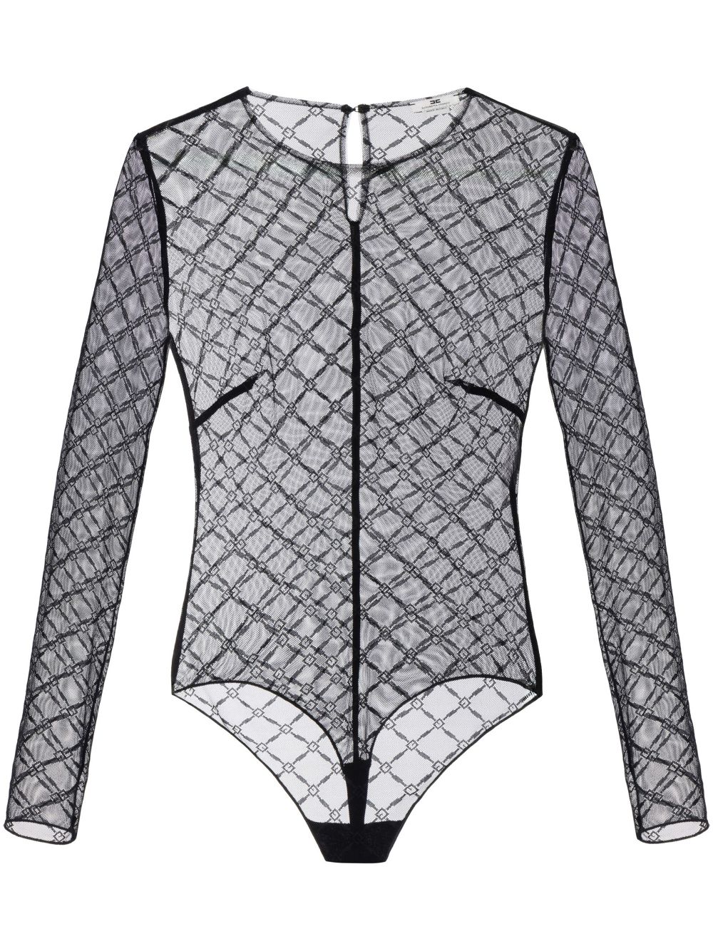 Jacquard tulle bodysuit - Black