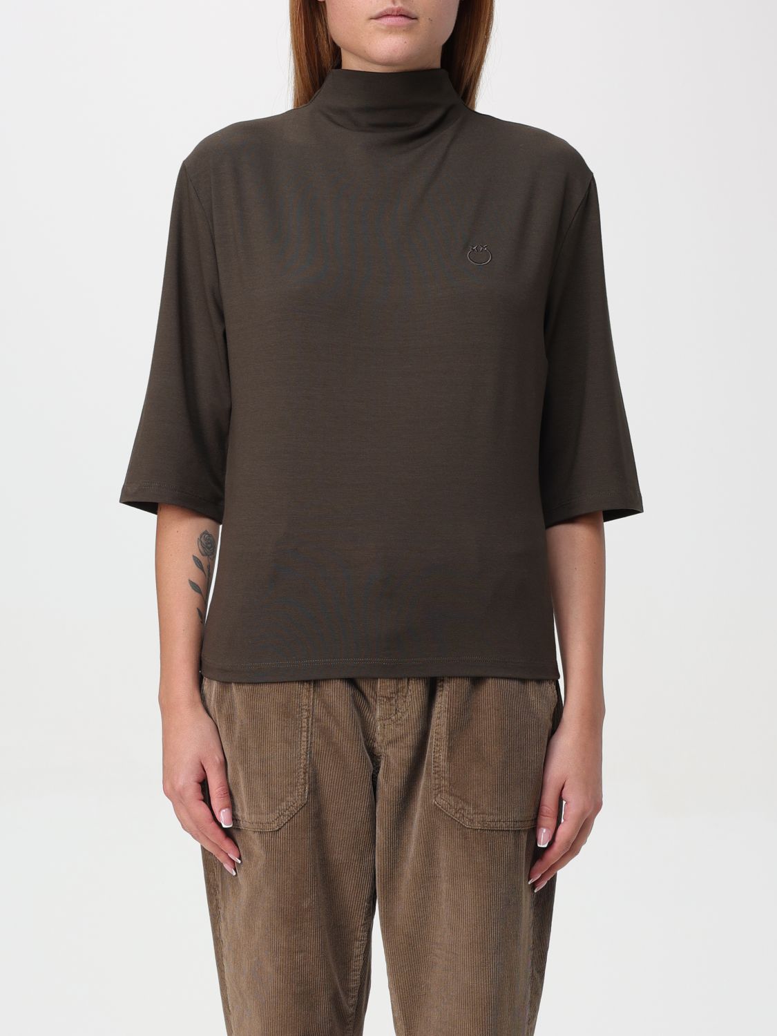 Logo-embroidered mock-neck T-shirt - Black