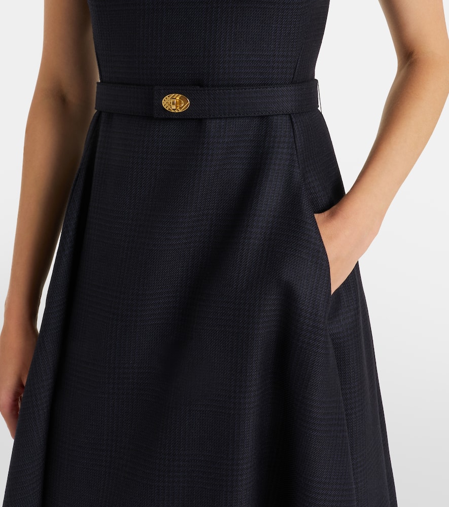 Prince of Wales check wool midi dress