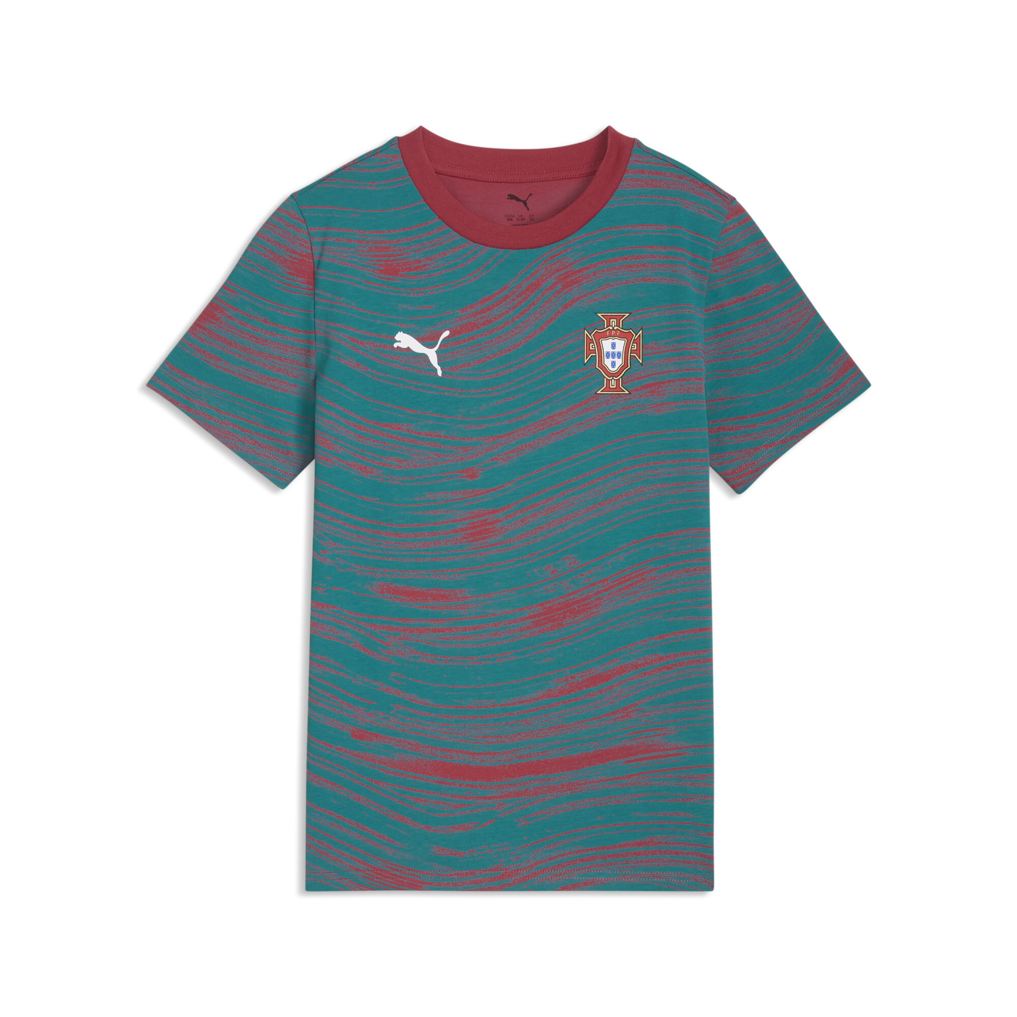 PUMA Portugal ftblCulture Printed Tee Youth, Football, Club Red/Green Lagoon, 5-6Y