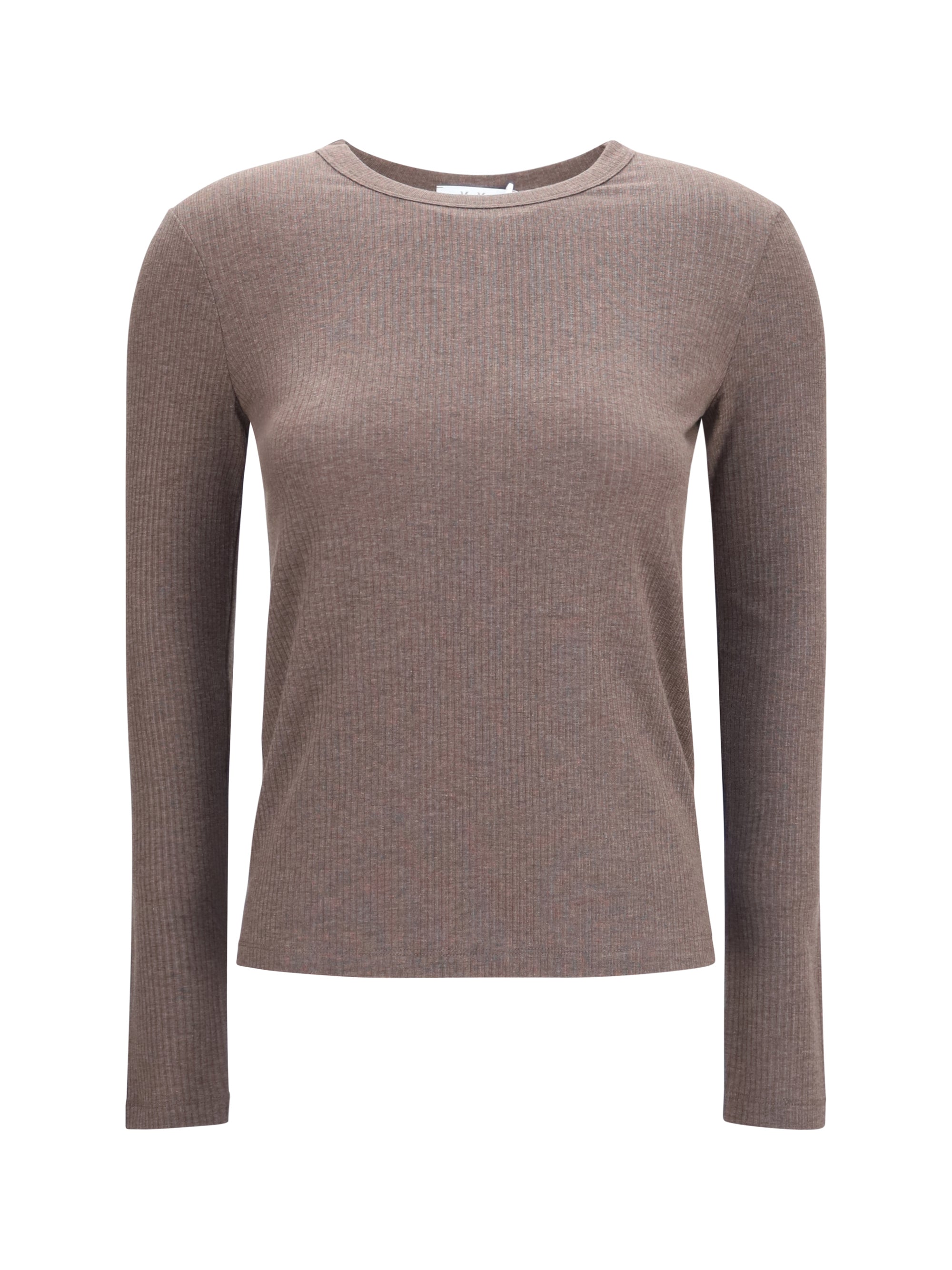 Ribbed Lyocell-Silk Blend Sweater — Brown
