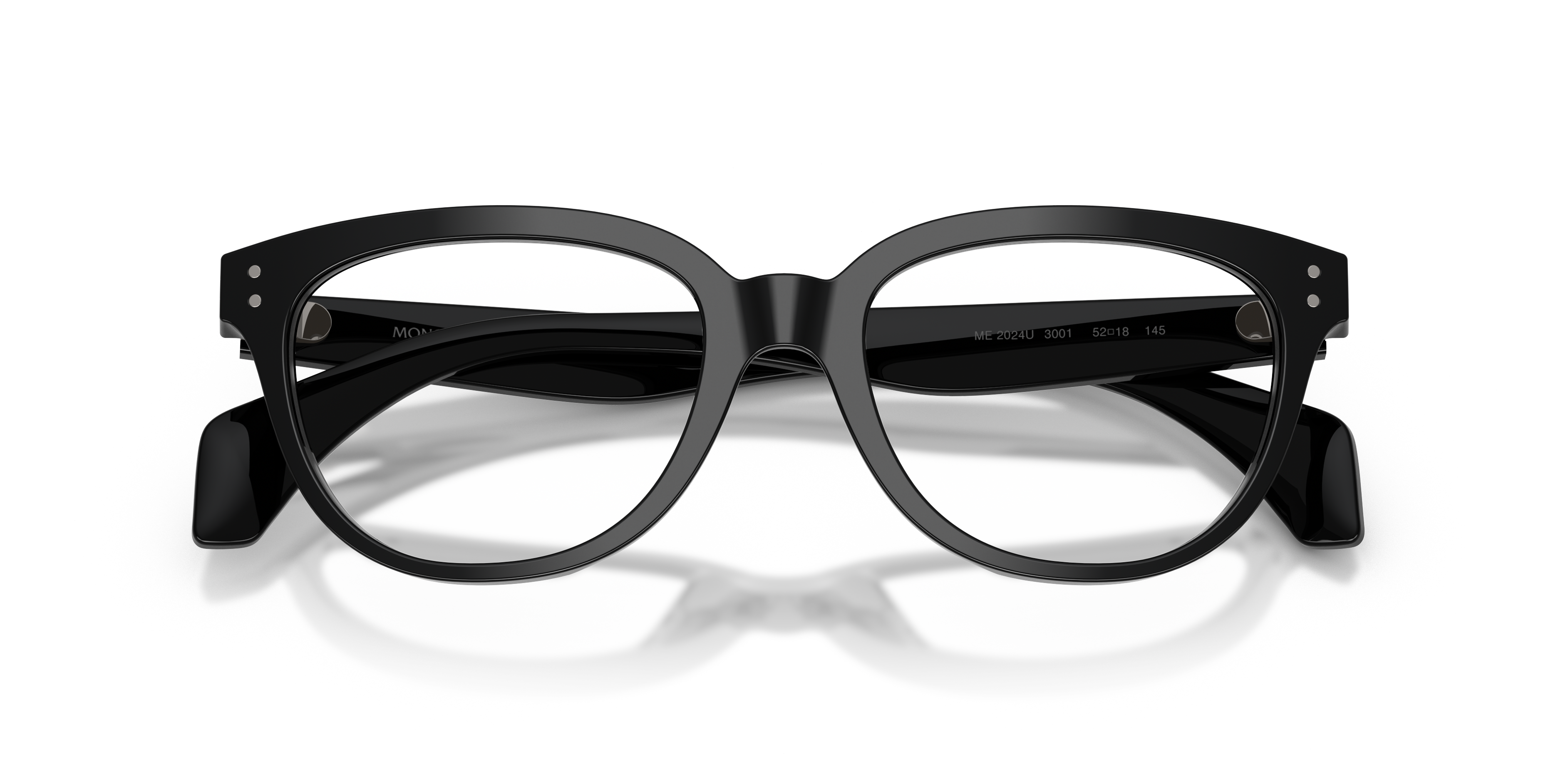 Moncler Unisex Moncler ME2024U 3001 Monturas ópticas Acetato Negro Transparente Pillow Norma