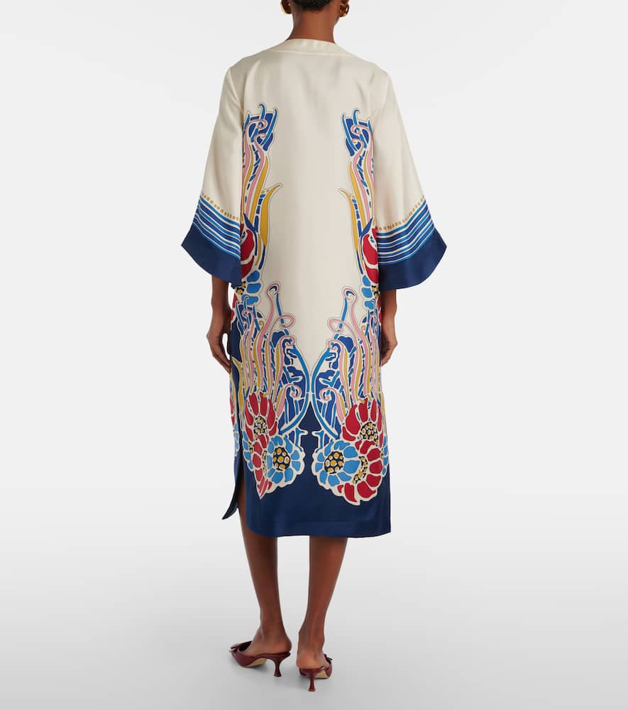 Printed silk satin kaftan