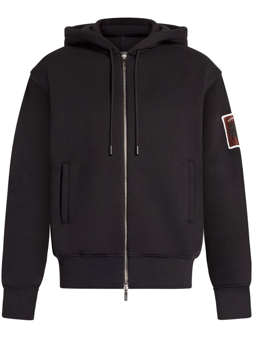 Logo-patch zipped hoodie - Black