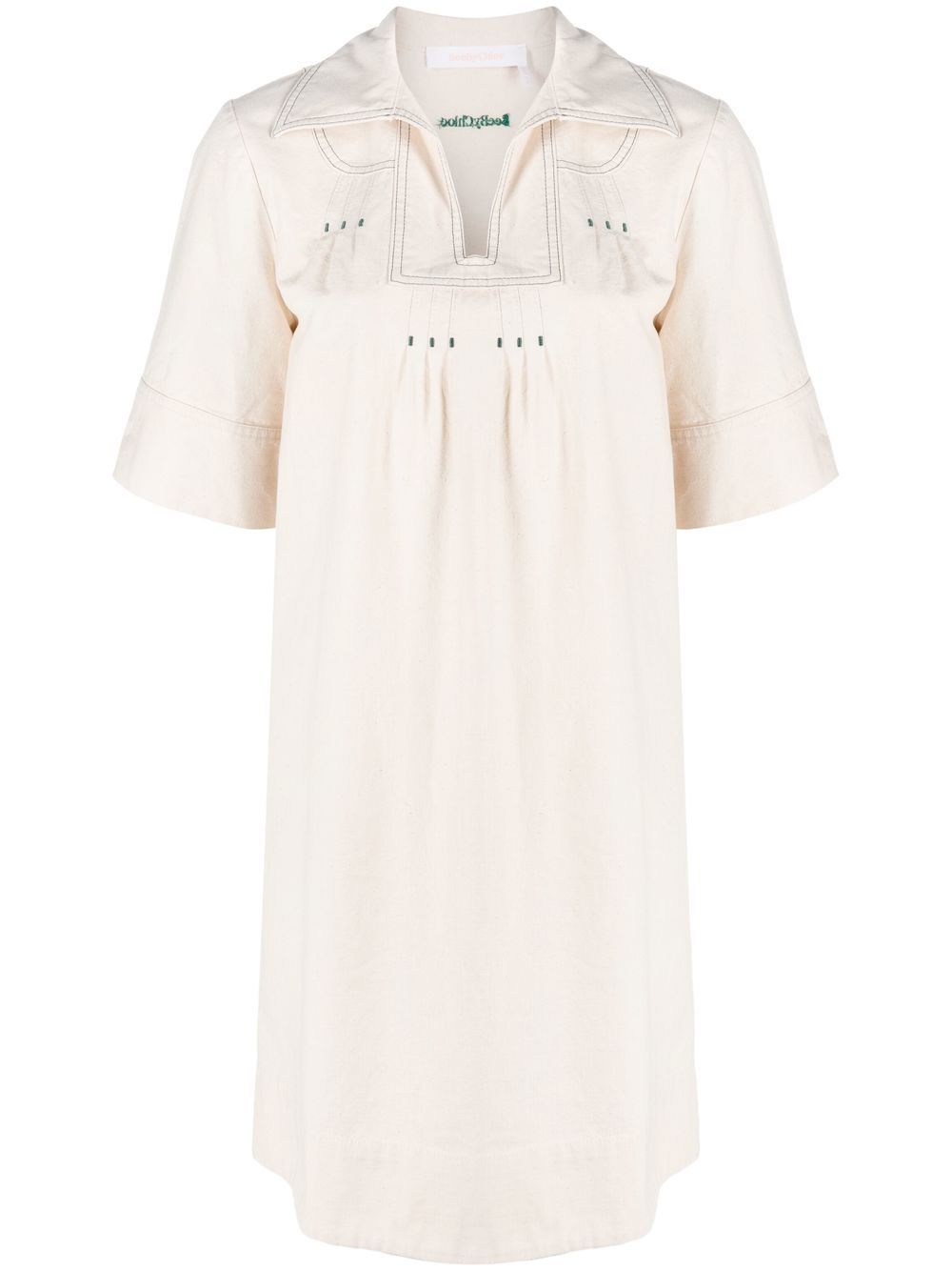 Short-sleeve embroidered minidress - White