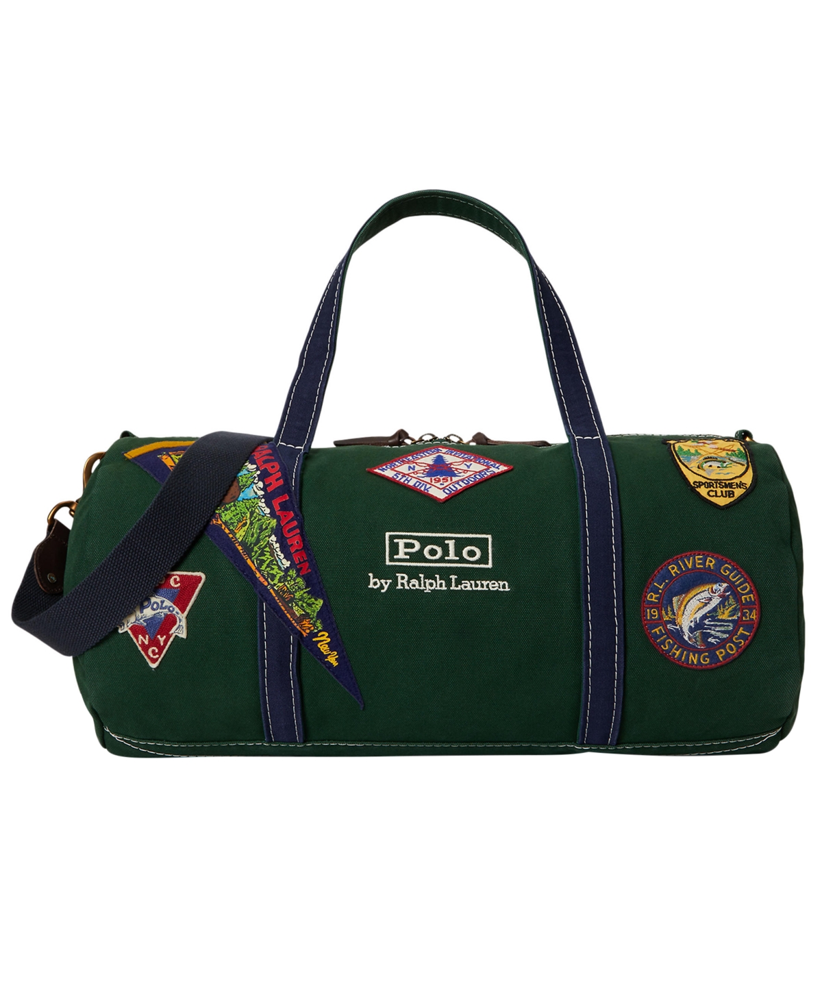 Men's Logo Patch Canvas Duffel Bag - Green/Navy
