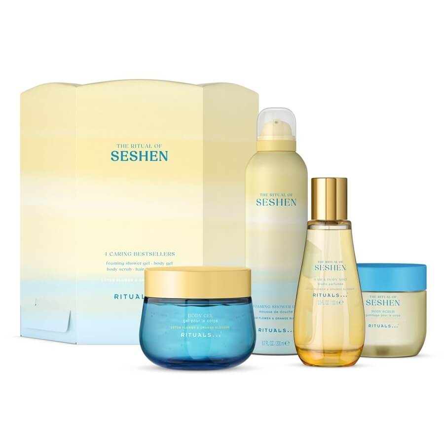 Set Rituals: The Ritual Of Seshen, mousse doccia, 200 ml + The Ritual Of Seshen, gel corpo, 200 ml + The Ritual Of Seshen, scrub corpo emolliente
