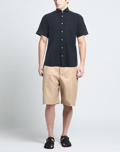 Man Shirt Midnight blue Size L Cotton, Linen