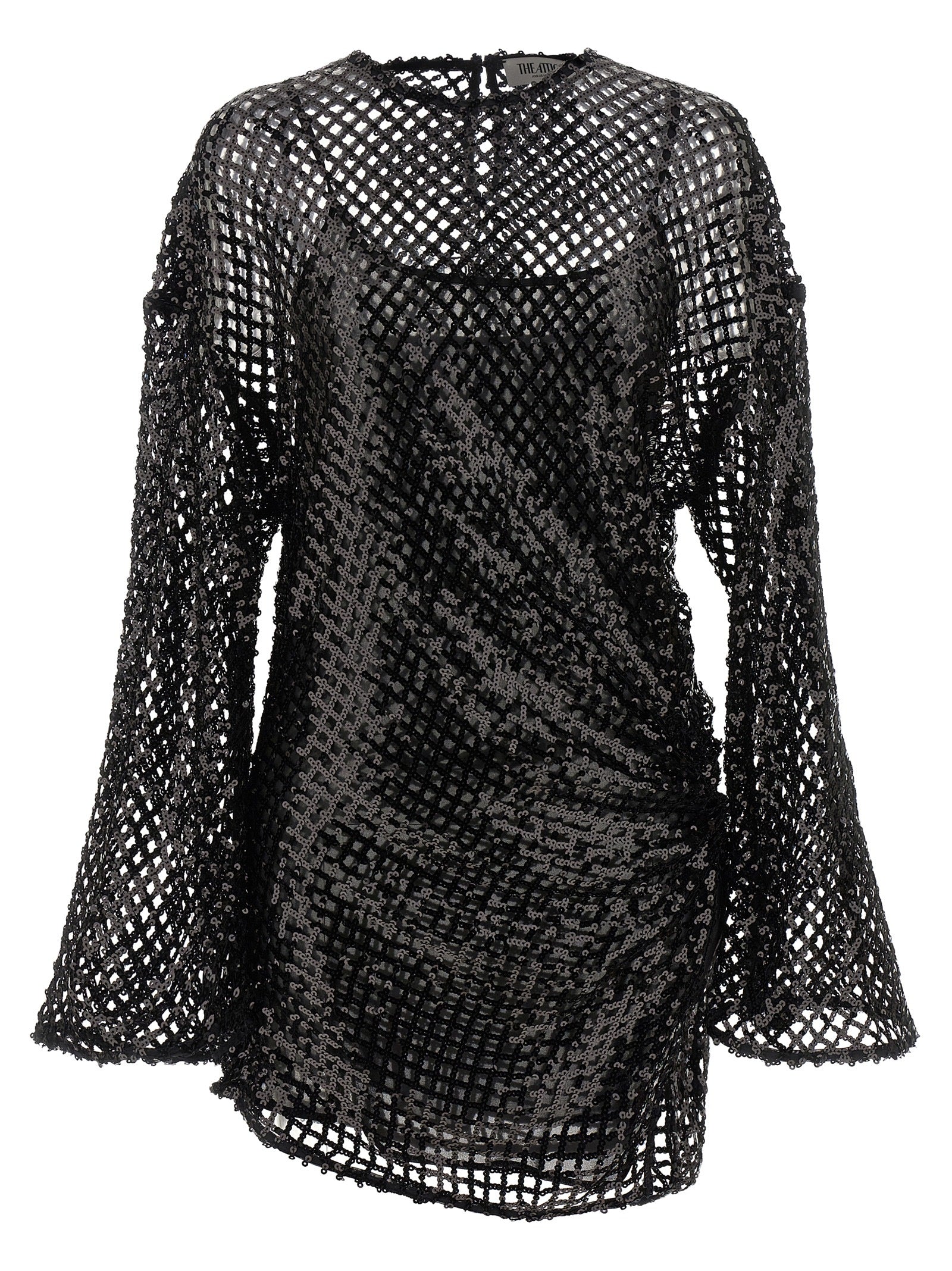 Sequin Mesh Dress — Black