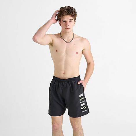 Men's Swim Stack Logo Volley Shorts in Black