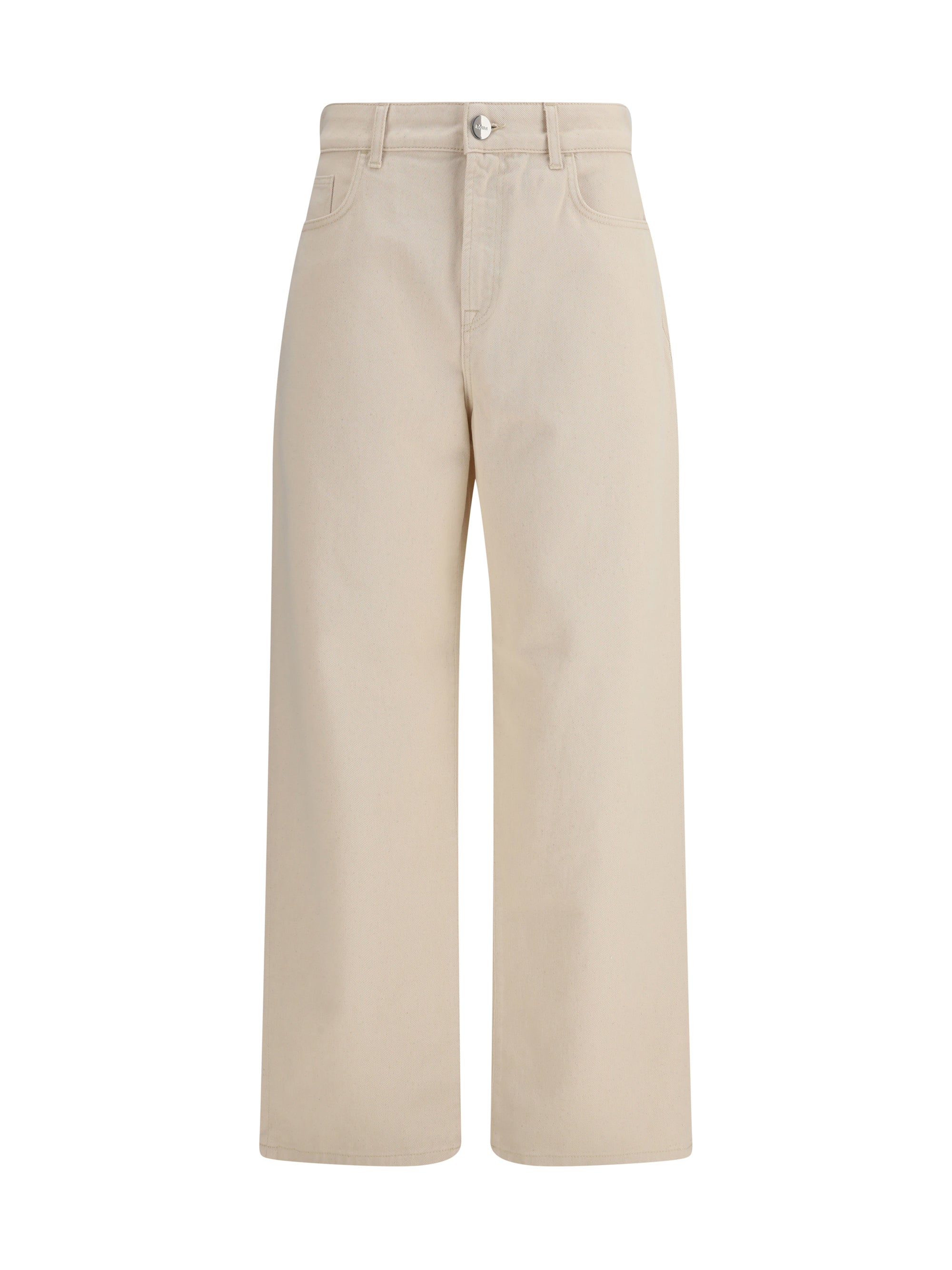 Baggy Fit Cotton Jeans — Beige