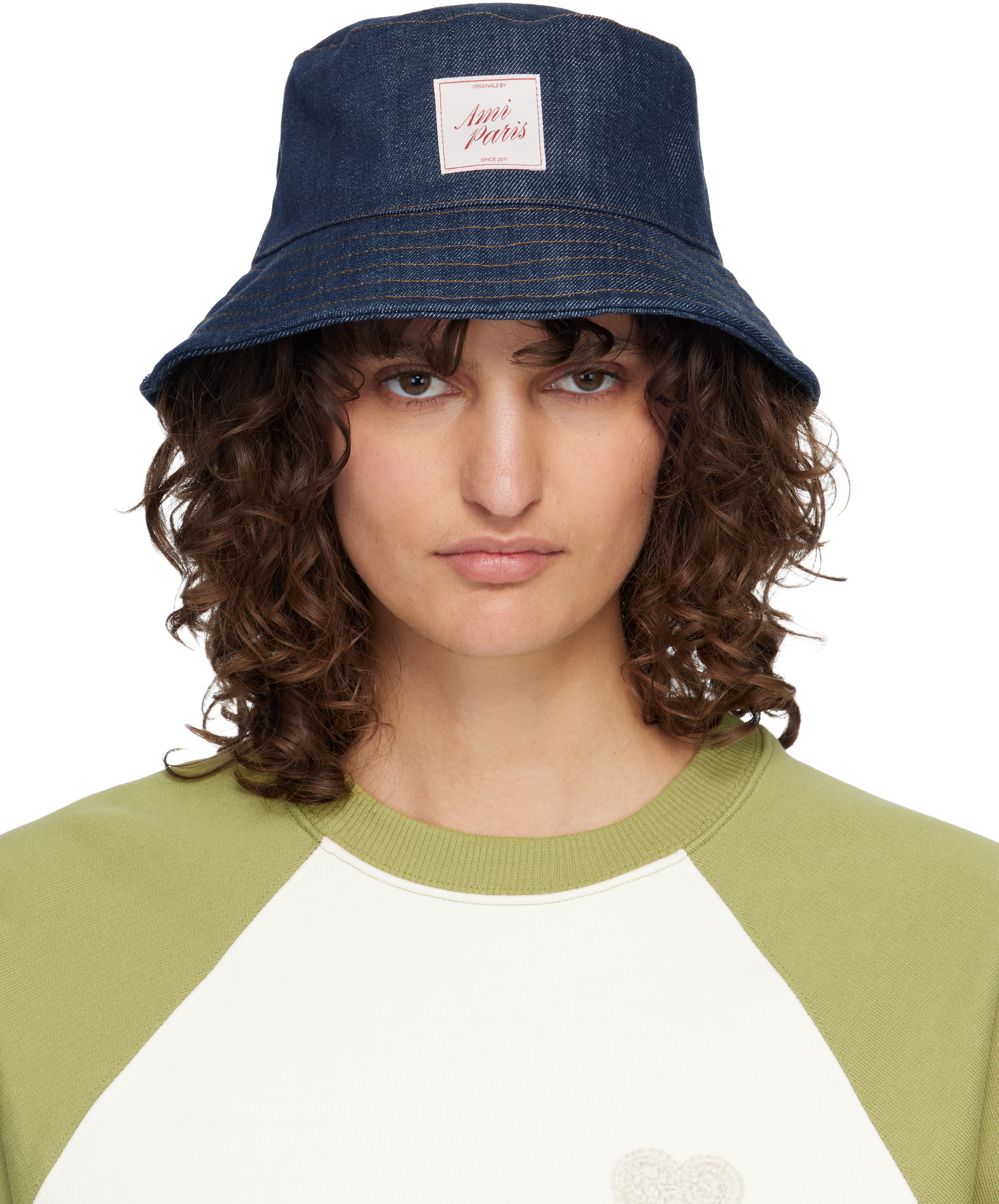 Navy Topstitchings Denim Bucket Hat