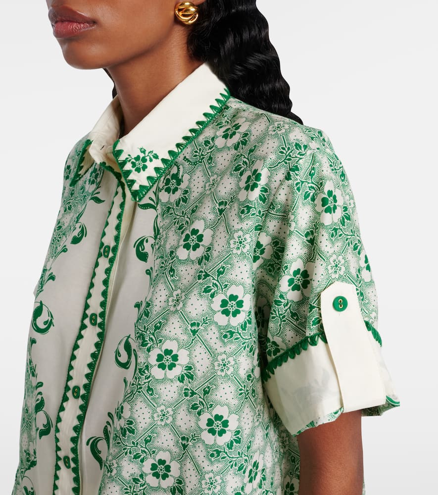 Alémais Olive printed cotton and silk shirt