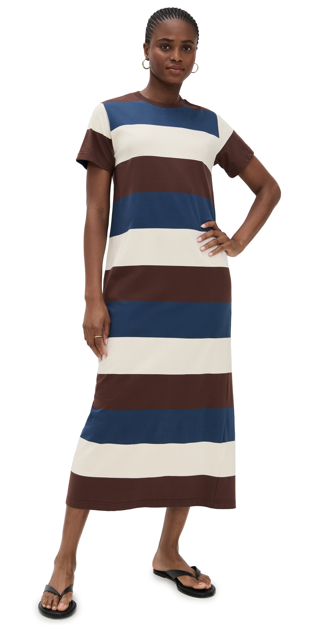 Grace Midi Dress Chocolate/Blue/Ivory
