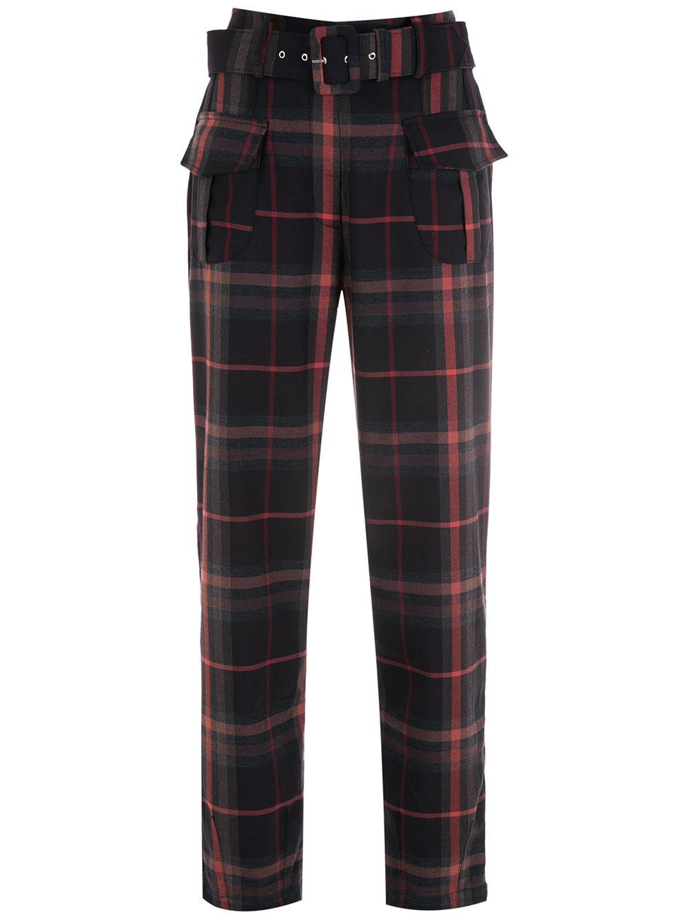 Check-print slim-cut trousers - Brown