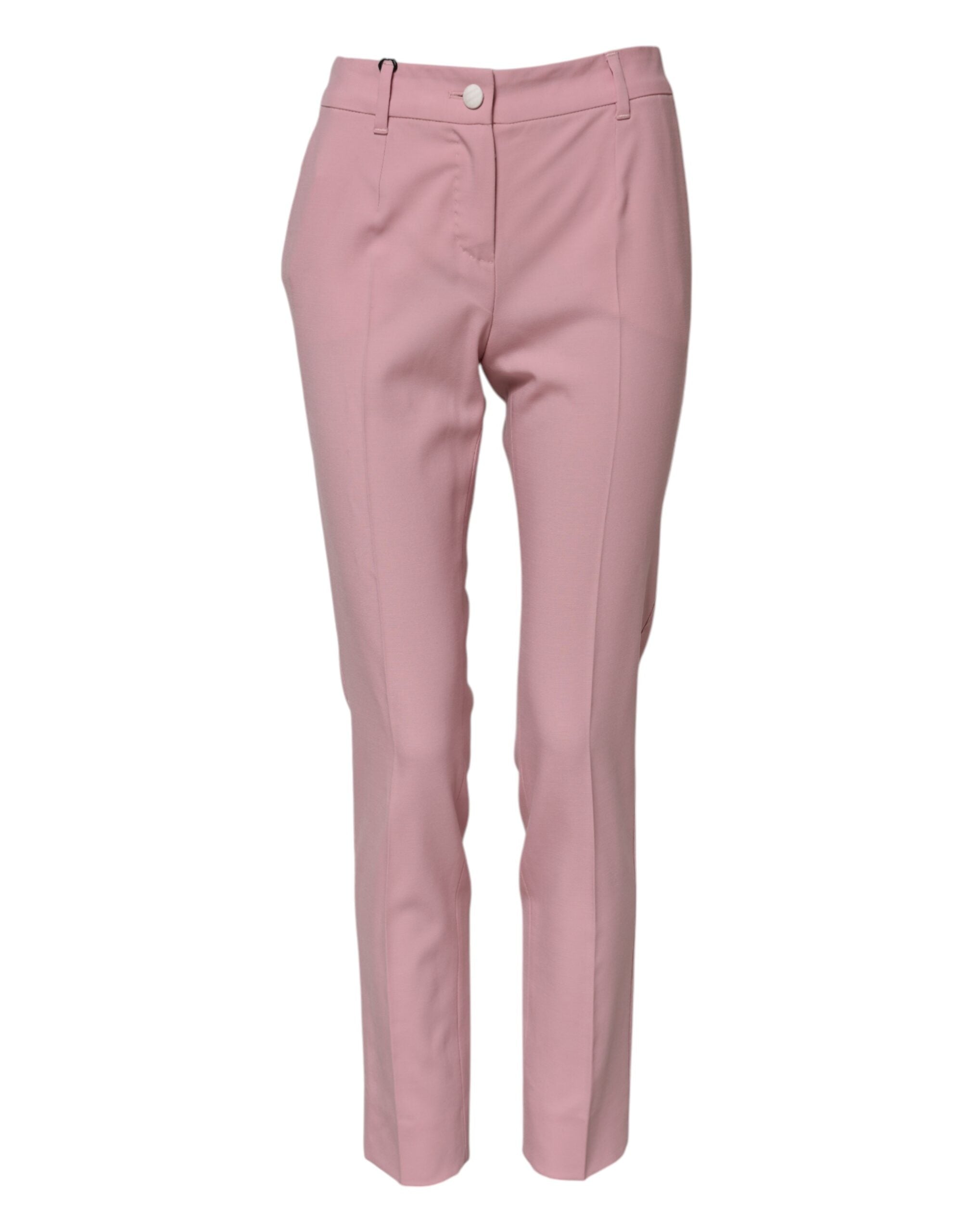 Virgin Wool Tapered High-Waist Trousers — Pink