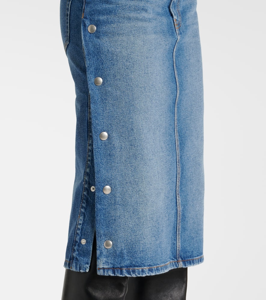 Mid-rise denim pencil skirt