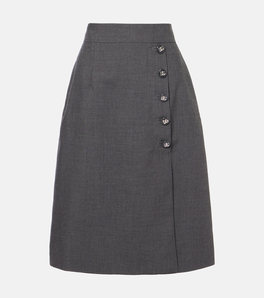 Virgin wool midi skirt