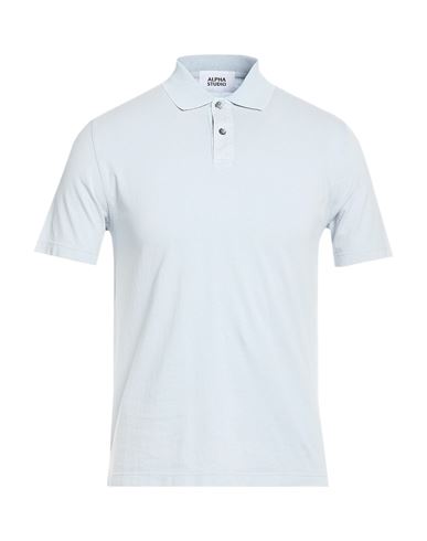 Man Polo shirt Sky blue Size 42 Cotton