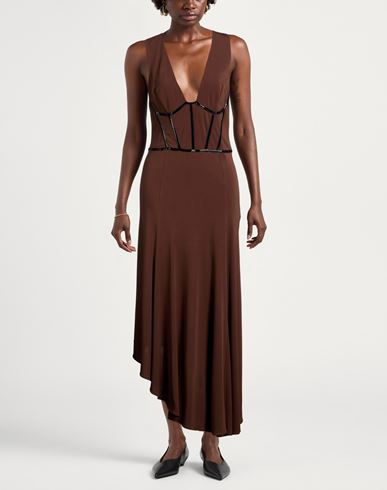 Woman Midi dress Dark brown Size 12 Viscose