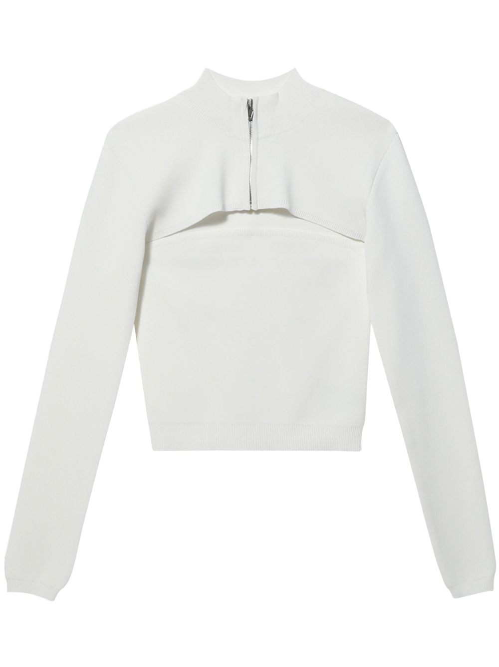 High-neck zipped jumper - White