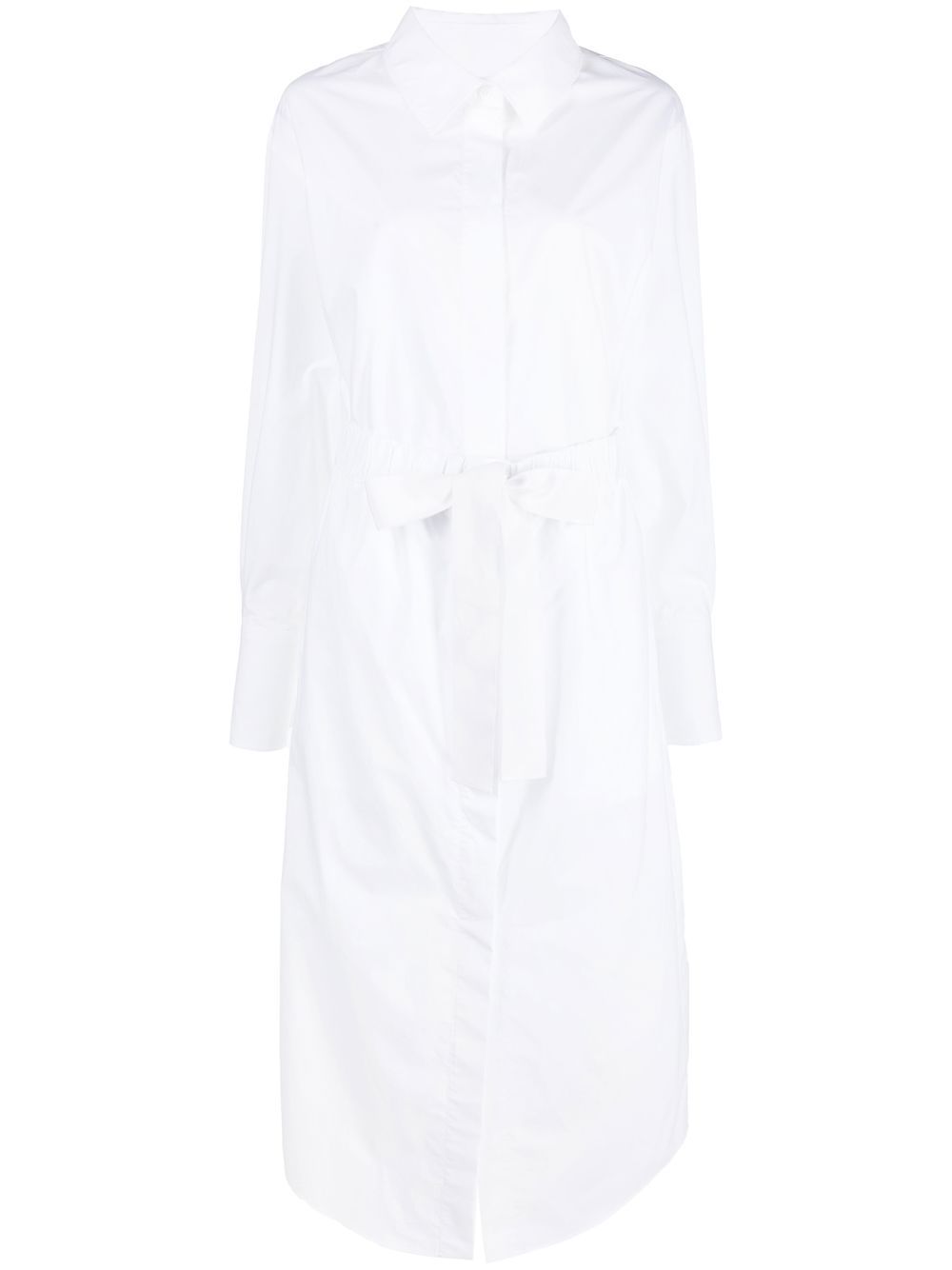 Belted long shirt dress - White