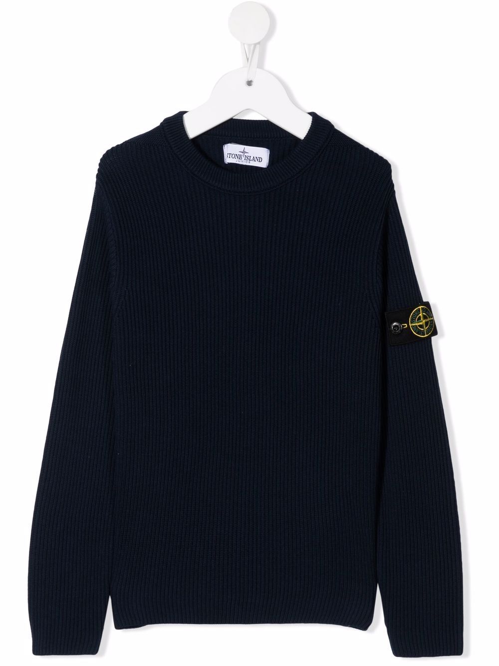 Logo-patch sleeve jumper - Blue