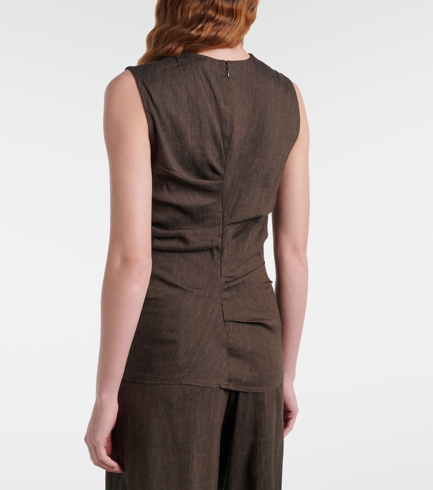 Anoushka draped linen-blend slub top