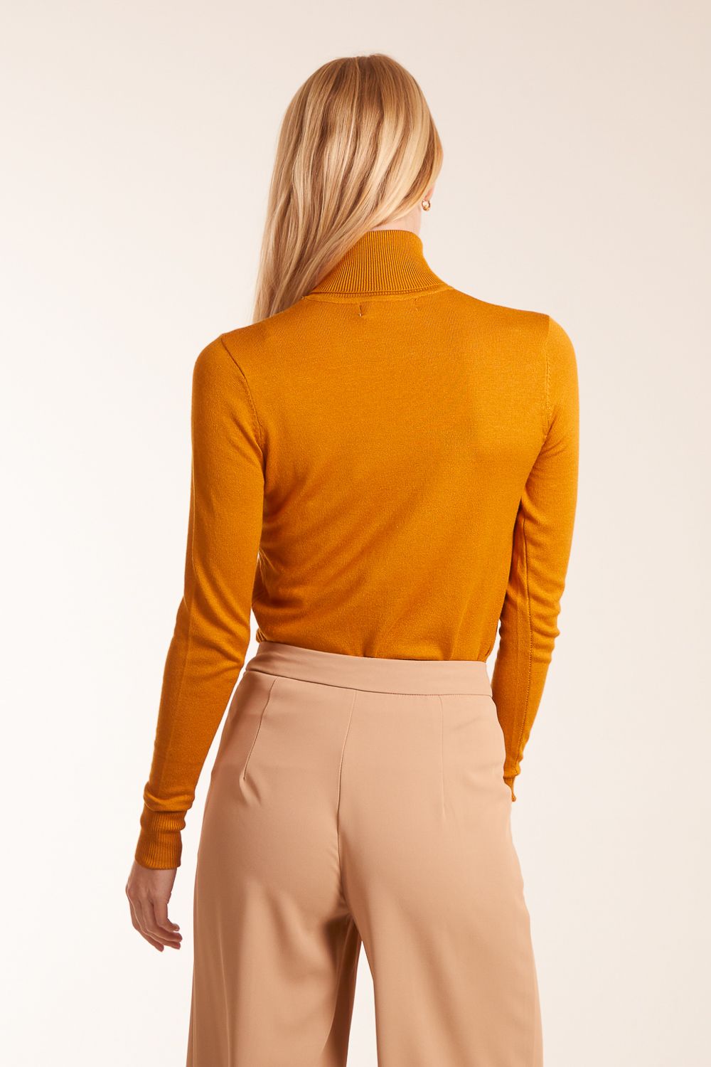 Blue Vanilla Women's Roll Neck Jumper in Mustard