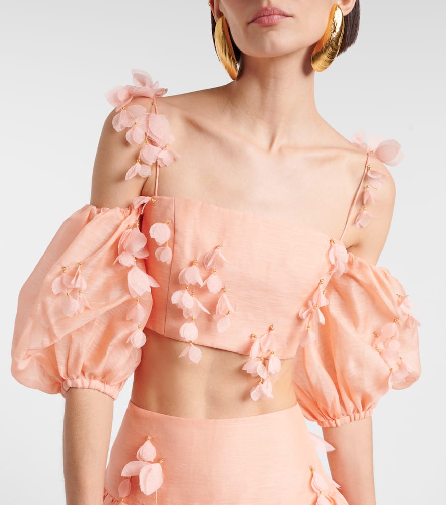 Dawning linen and silk crop top