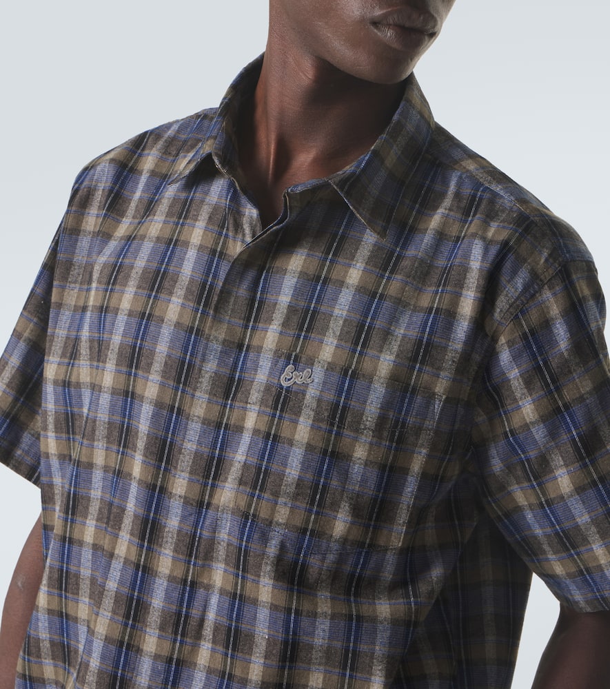 Checked cotton-blend shirt