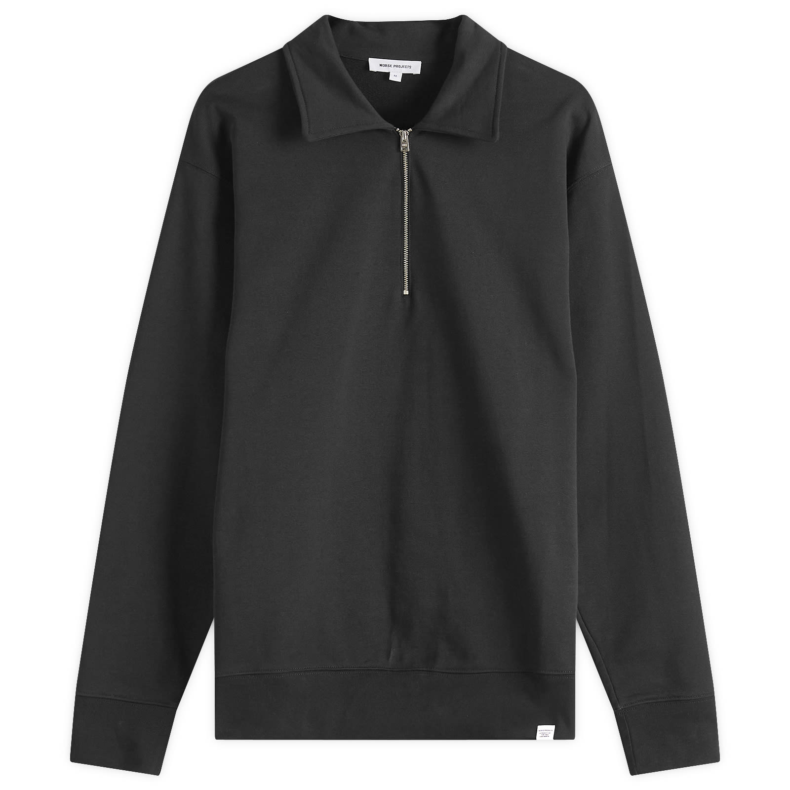 Norse Projects Men's Ketel Relaxed Logo Half Zip Sweatshirt in Black