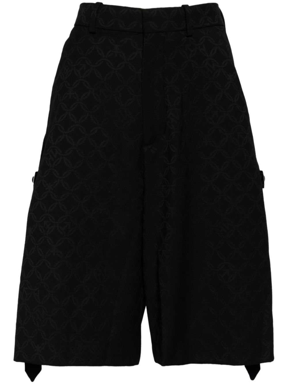 Logo-appliqué knee-length shorts - Black